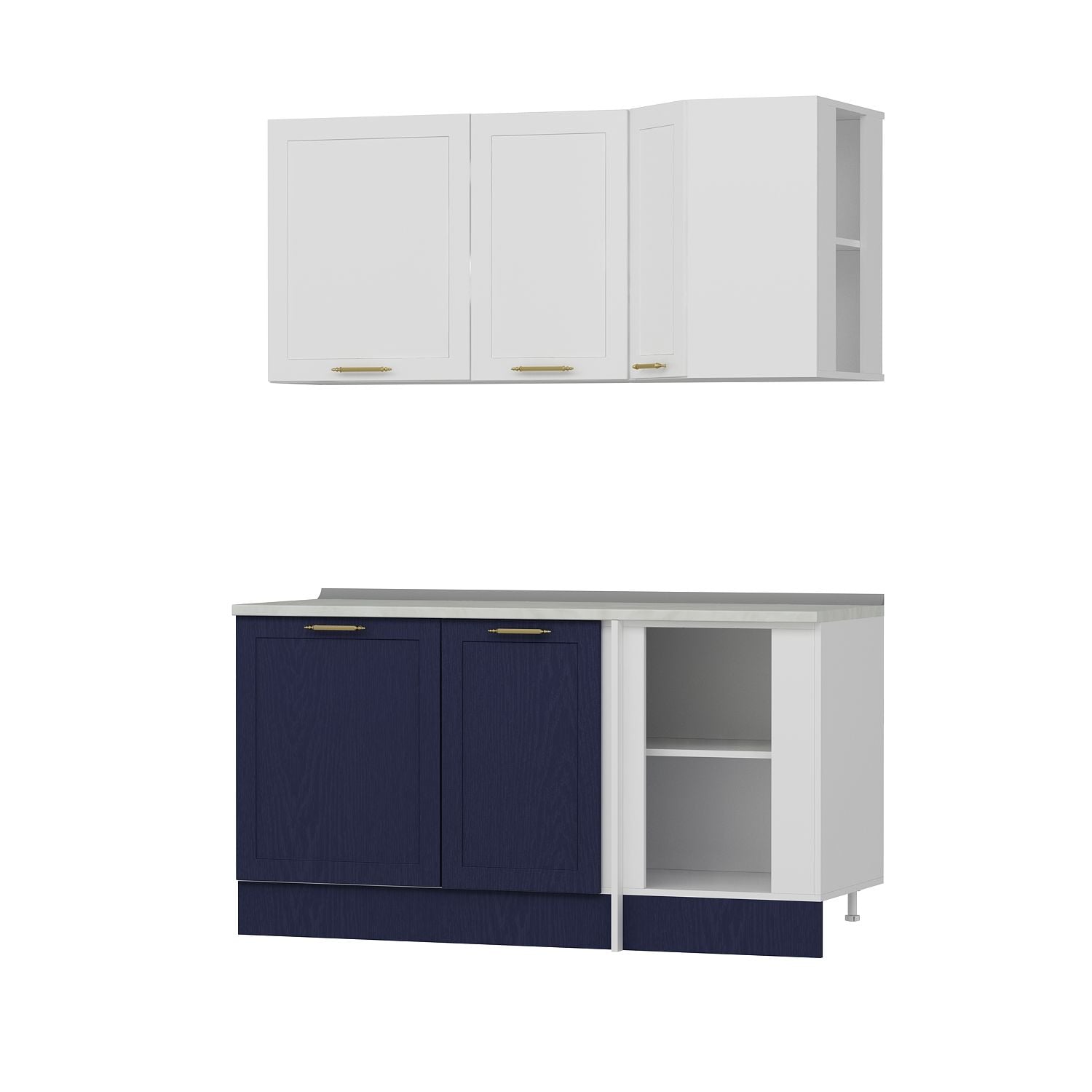 Minar Mebran 165Cm Köşe Mutfak - Lacivert/Beyaz