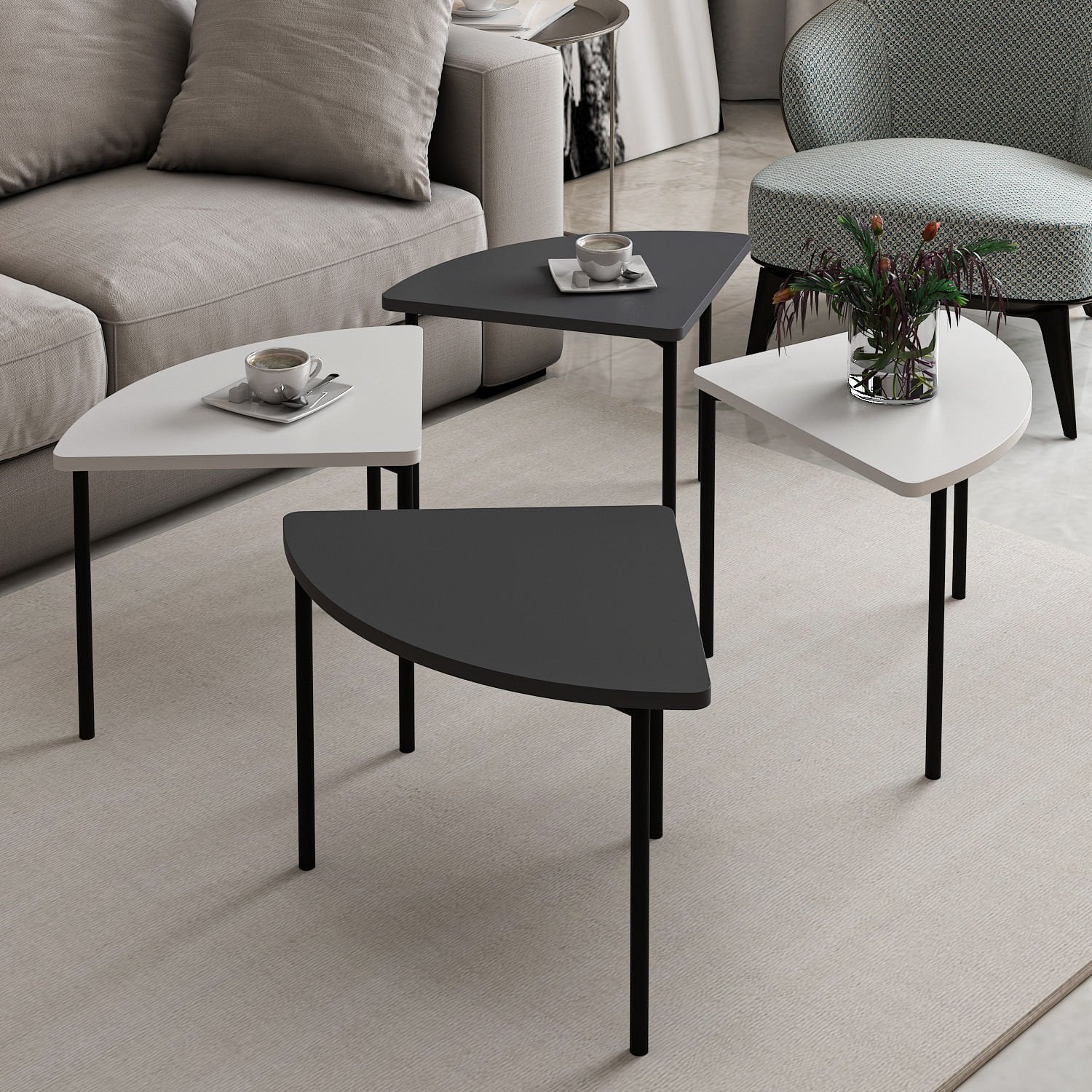 Zigonlu Orta Sehpa- Antrasit/ Beyaz